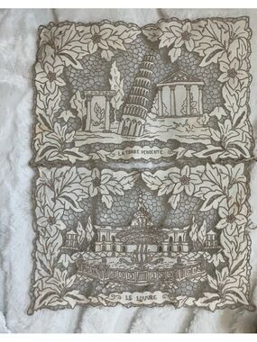 12 Beautiful vintage placemats open lace like design with major world locations